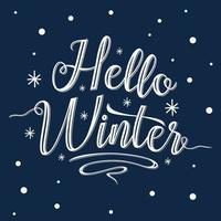 Hallo winter handlettering opschrift vector