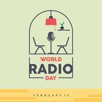 wereld radio dag creatief ontwerp sjabloon achtergrond vector