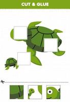 onderwijs spel voor kinderen besnoeiing en lijm besnoeiing onderdelen van schattig tekenfilm schildpad en lijm hen afdrukbare onderwater- werkblad vector