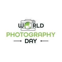 brief voor wereld fotografie dag met wereld kaart vector