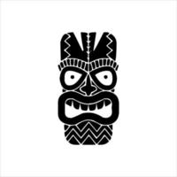 silhouet van tiki afgod icoon. gemakkelijk illustratie van een tiki afgod icoon voor web ontwerp geïsoleerd Aan een wit achtergrond, tiki tribal houten masker, tropisch exotisch fabriek en bamboe bord. traditioneel Hawaii vector