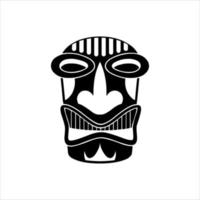 silhouet van tiki afgod icoon. gemakkelijk illustratie van een tiki afgod icoon voor web ontwerp geïsoleerd Aan een wit achtergrond, tiki tribal houten masker, tropisch exotisch fabriek en bamboe bord. traditioneel Hawaii vector