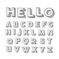 3D-lettertypen Hand getrokken vector