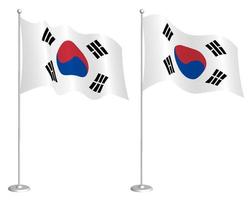 vlag van republiek van Korea Aan vlaggenmast golvend in wind. vakantie ontwerp element. controlepost voor kaart symbolen. geïsoleerd vector Aan wit achtergrond