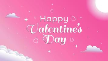 schattig Valentijnsdag dag banier met bewerkbare tekst stijl. groet kaart met zoet anime concept concept met roze nacht lucht sfeer vector