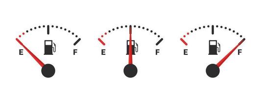 brandstof peilen pictogrammen. benzine indicator. brandstof indicator concept. vector illustratie