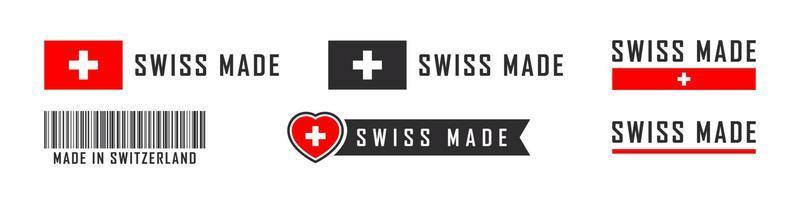 Zwitsers gemaakt. gemaakt in Zwitserland logo of etiketten. Zwitserland Product emblemen. vector illustratie