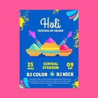 holi festival poster met helder kleuren en poeder. vector