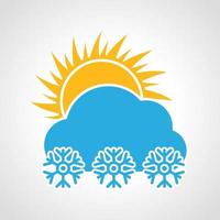 sneeuwval in zonnig dag icoon. veelkleurig weer icoon Aan wit achtergrond. vector illustratie.