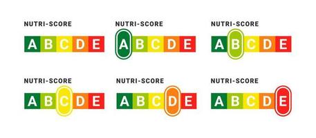 nutri-score badges concept. voedsel beoordeling systeem tekens. Gezondheid zorg voeding indicator. nutri-score stickers. vector illustratie