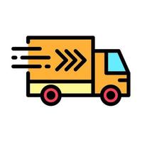 levering, Verzenden, Verzending, logistiek icoon. vrachtwagen, pakket doos vector