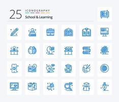 school- en aan het leren 25 blauw kleur icoon pak inclusief boek. onderwijs. onderwijs. boek. boek vector
