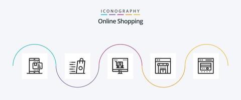 online boodschappen doen lijn 5 icoon pak inclusief winkelen. online. winkel. marketing. digitaal afzet vector