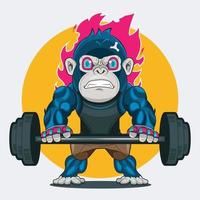 gorilla training met barbell vector illustratie pro downloaden