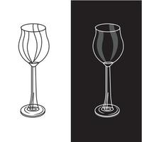 wijn glas in tekening stijl Aan een wit en zwart achtergrond. vector illustratie.