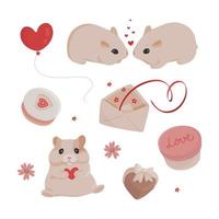 reeks van romantisch illustraties hamsters in liefde vector