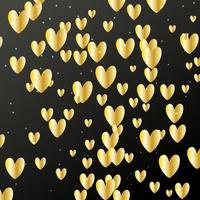 groet kaart voor valentijnsdag dag met gouden hand- getrokken harten Aan zwart vector