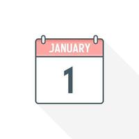 1e januari kalender icoon. januari 1 kalender datum maand icoon vector illustrator