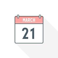 21e maart kalender icoon. maart 21 kalender datum maand icoon vector illustrator