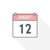 12e augustus kalender icoon. augustus 12 kalender datum maand icoon vector illustrator
