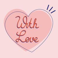 valentijnsdag ansichtkaart en belettering met liefde vector ontwerp voor felicitatie