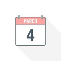 4e maart kalender icoon. maart 4 kalender datum maand icoon vector illustrator