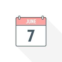 7e juni kalender icoon. juni 7 kalender datum maand icoon vector illustrator