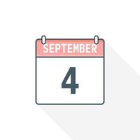 4e september kalender icoon. september 4 kalender datum maand icoon vector illustrator