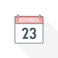 23e november kalender icoon. november 23 kalender datum maand icoon vector illustrator