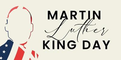 tekst Martin Luther koning dag Aan de achtergrond van zwart Mens en Verenigde Staten van Amerika vlag. vector illustratie.