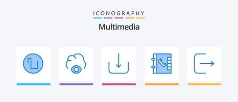multimedia blauw 5 icoon pak inclusief . ui. multimediaal. creatief pictogrammen ontwerp vector