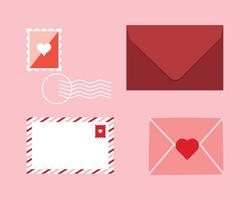 reeks liefde mail, enveloppen, mail. Valentijnsdag dag, vector illustratie.