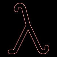 neon lambda Grieks symbool klein brief kleine letters doopvont rood kleur vector illustratie beeld vlak stijl