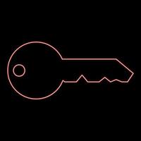 neon sleutel Engels klassiek type voor deur slot concept privaat rood kleur vector illustratie beeld vlak stijl