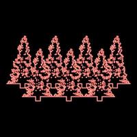 neon Spar boom Kerstmis naald- net pijnboom Woud groenblijvend bossen naaldboom rood kleur vector illustratie beeld vlak stijl