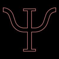 neon psi Grieks symbool hoofdstad brief hoofdletters doopvont rood kleur vector illustratie beeld vlak stijl