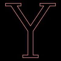 neon upsilon Grieks symbool hoofdstad brief hoofdletters doopvont rood kleur vector illustratie beeld vlak stijl