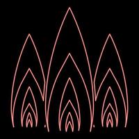 neon drie vlam brand brandwond vreugdevuur 3 tongen rood kleur vector illustratie beeld vlak stijl