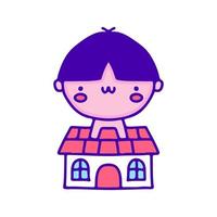 zoet baby en huis tekening kunst, illustratie voor t-shirt, sticker, of kleding handelswaar. met modern knal en kawaii stijl. vector