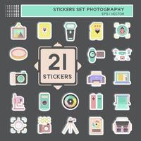 sticker reeks fotografie. verwant naar fotografie symbool. gemakkelijk ontwerp bewerkbaar. gemakkelijk illustratie vector