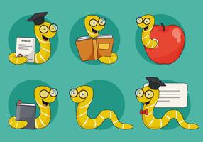 Bookworm karakter vectorillustratie