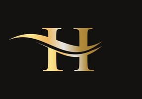 brief h logo ontwerp. water Golf h logotype vector