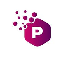 brief p logo voor technologie symbool vector
