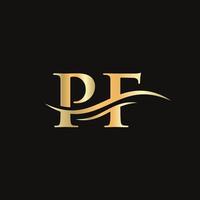 swoosh brief pf logo ontwerp voor bedrijf en bedrijf identiteit. water Golf pf logo met modern modieus vector