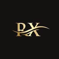 eerste rx brief gekoppeld logo vector sjabloon. swoosh brief rx logo ontwerp. rx logo ontwerp vector