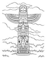 inheems Amerikaans Indisch totem kleur bladzijde vector