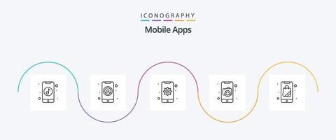 mobiel apps lijn 5 icoon pak inclusief foto. mobiel. profiel. camera. apparaat vector