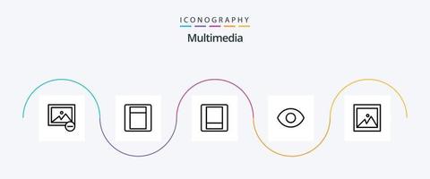 multimedia lijn 5 icoon pak inclusief . afbeelding. vector