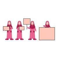 reeks van hijab kind Holding leeg bord vector