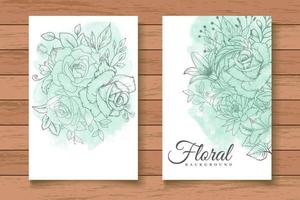 mooie aquarel bloemen bruiloft uitnodigingskaarten set vector